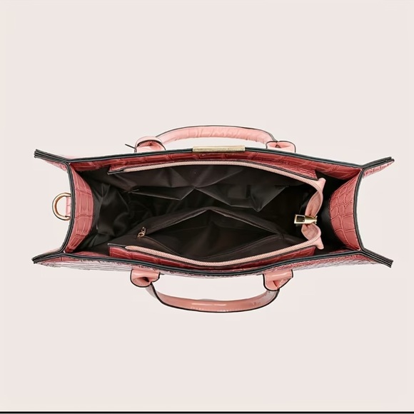 Pink Croc-Embossed Tote Bag - Picture 4 of 5